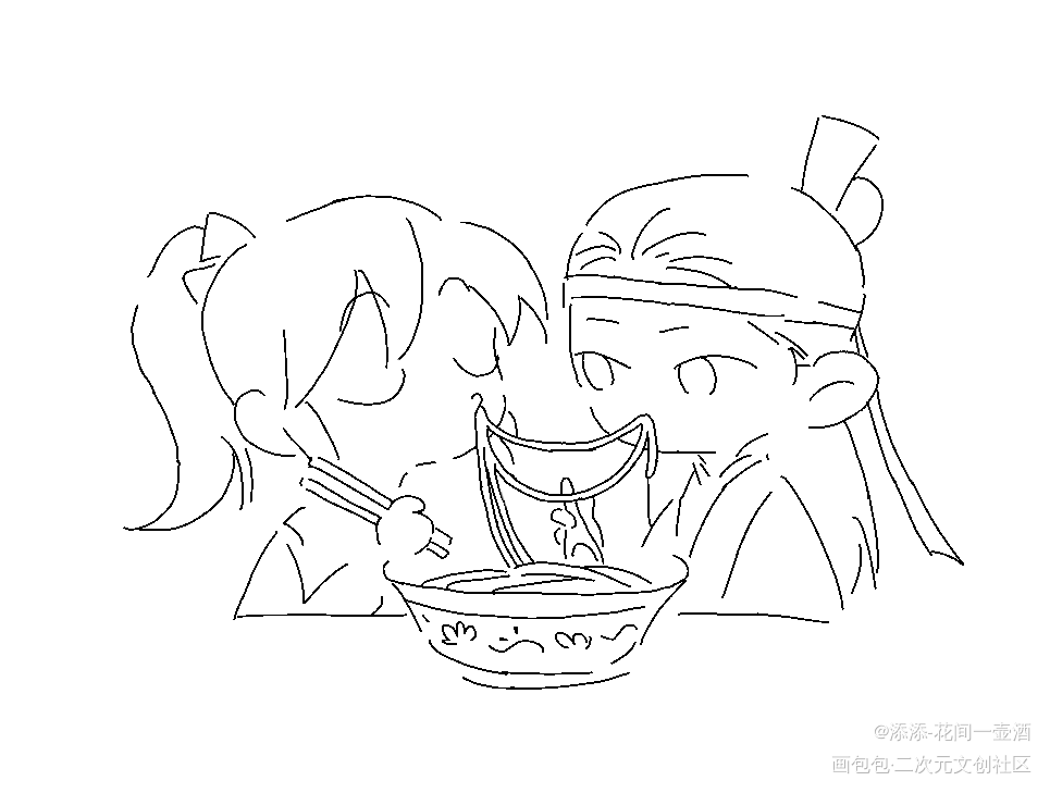 忘羡吃面（临摹）_魔道祖师忘羡临摹绘画作品
