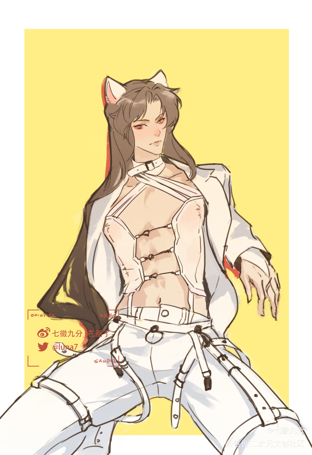 小猫咪_二哈和他的白猫师尊燃晚绘画作品