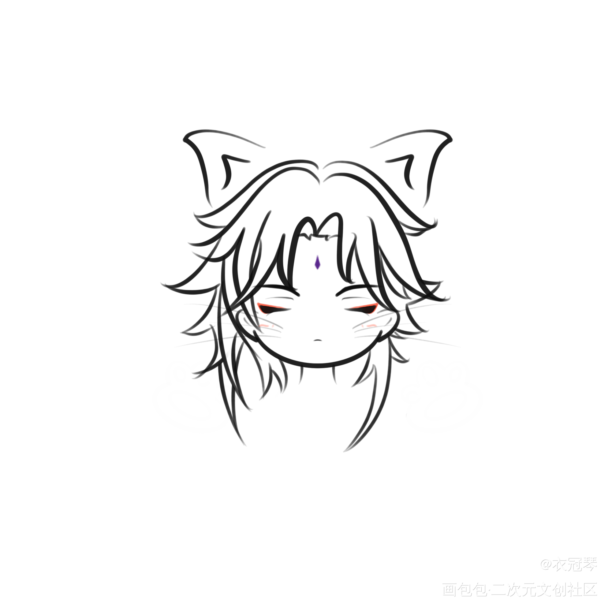 果然是只猫猫诶_原神魈Q版绘画作品