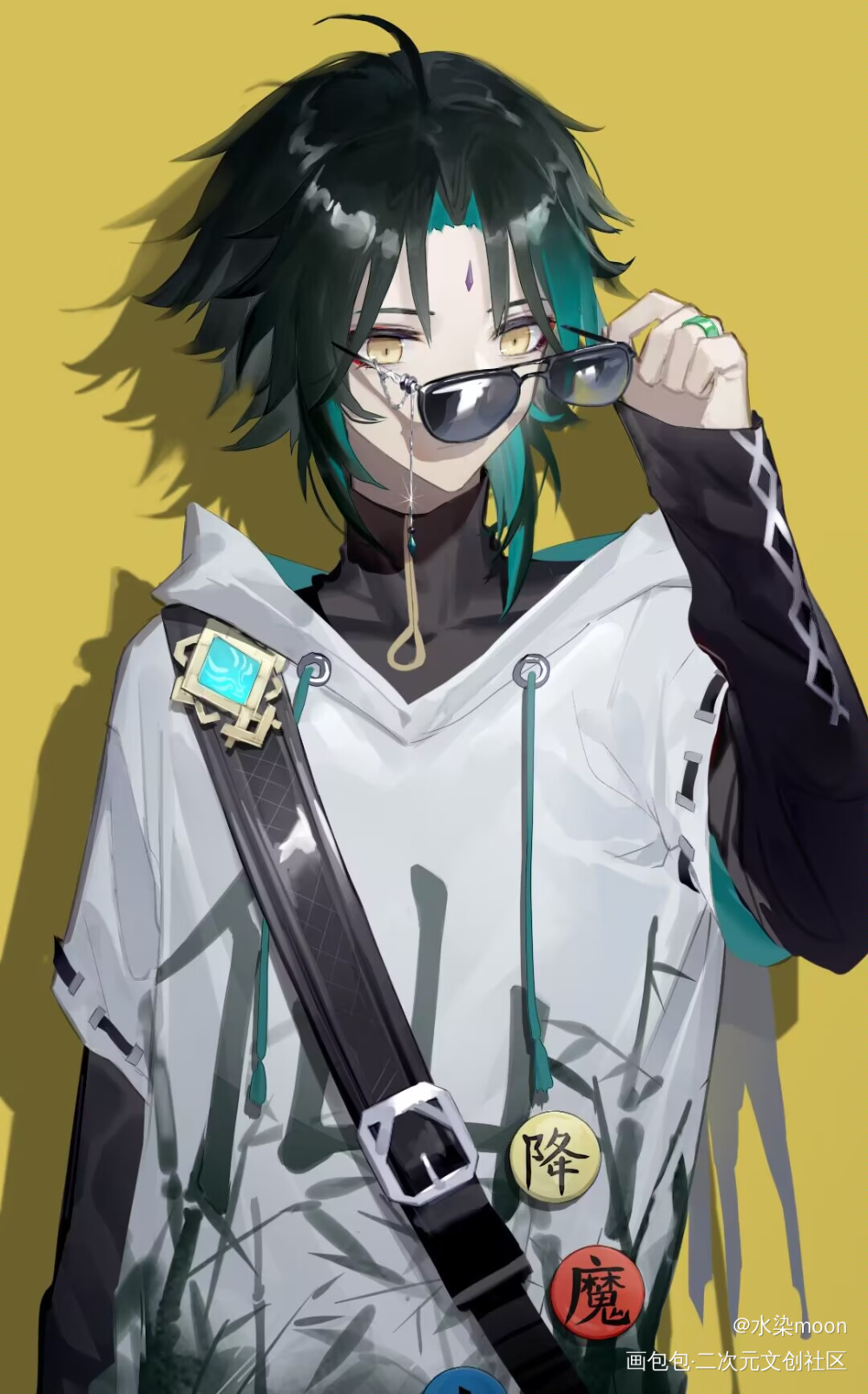 常服pa_原神魈板绘涂绘画作品