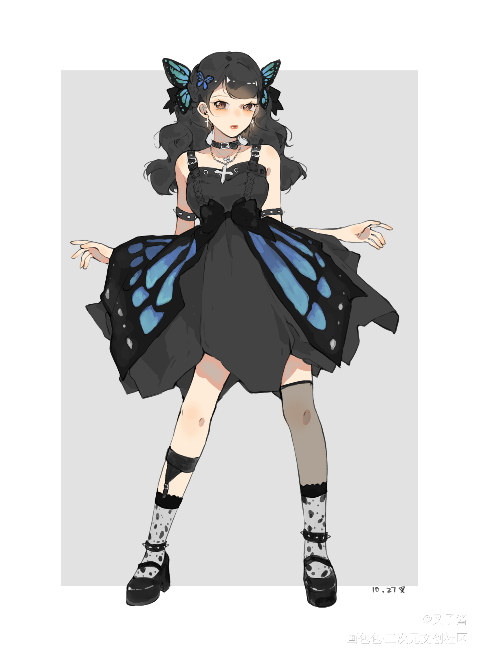 一些速写（有参考）_立绘平涂日系服设绘画作品