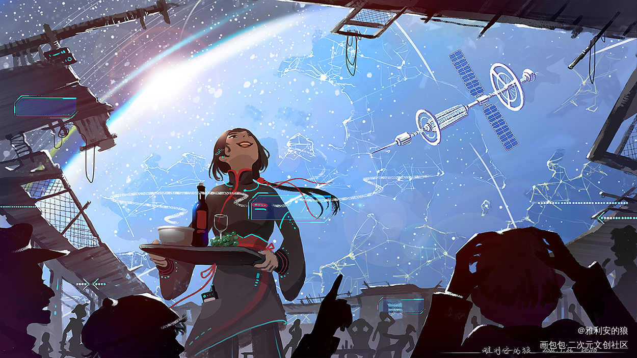 红霞星_残次品科幻场景设计绘画作品