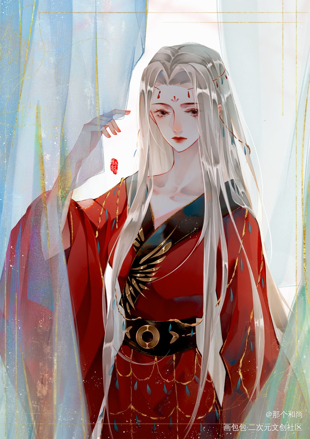 又是白毛_古风平涂插画古风插画插画练习约稿绘画oc绘画作品