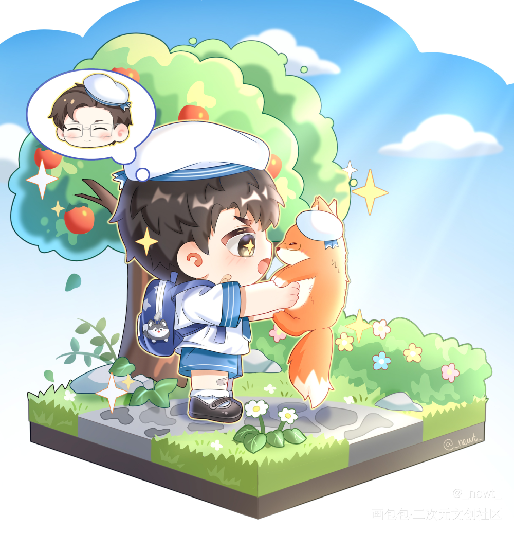 小学生炀崽和小狐狸_针锋对决188男团原顾绘画作品