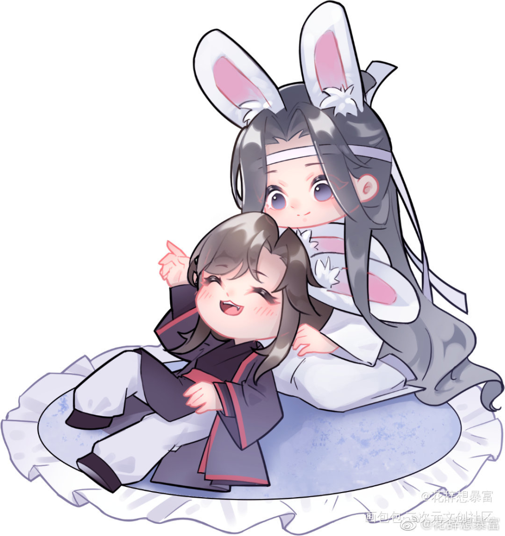 温馨忘羡日常_魔道祖师忘羡墨香铜臭绘画作品
