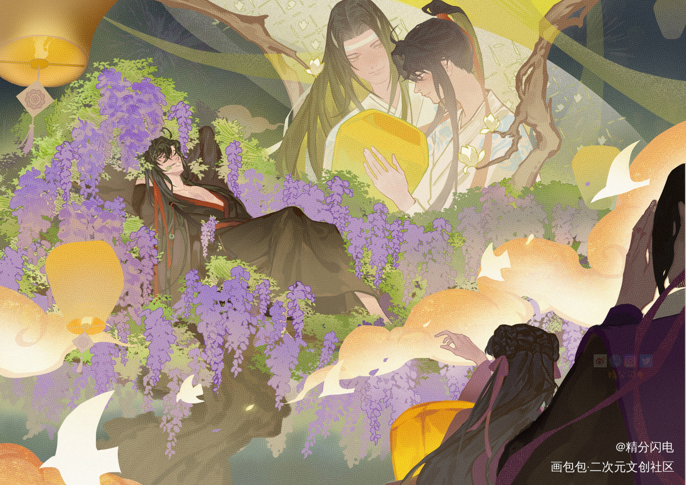 羡羡生贺_魔道祖师忘羡蓝忘机魏无羡魏无羡蓝忘机插画同人魔道祖师，天官赐福墨香铜臭板绘绘画作品