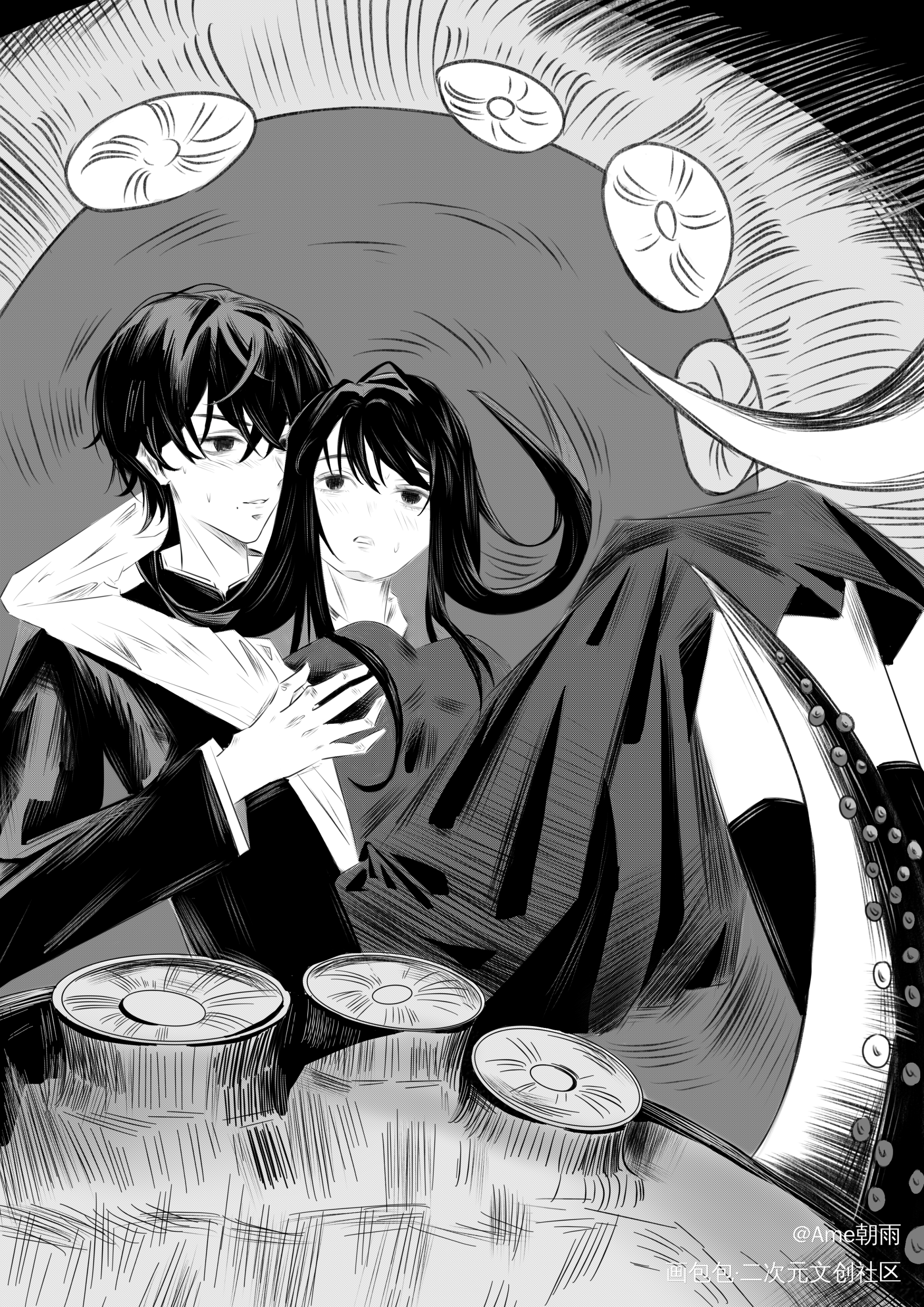 吉鹰_电锯人板绘涂同人三鹰朝吉田宽文原创绘画作品