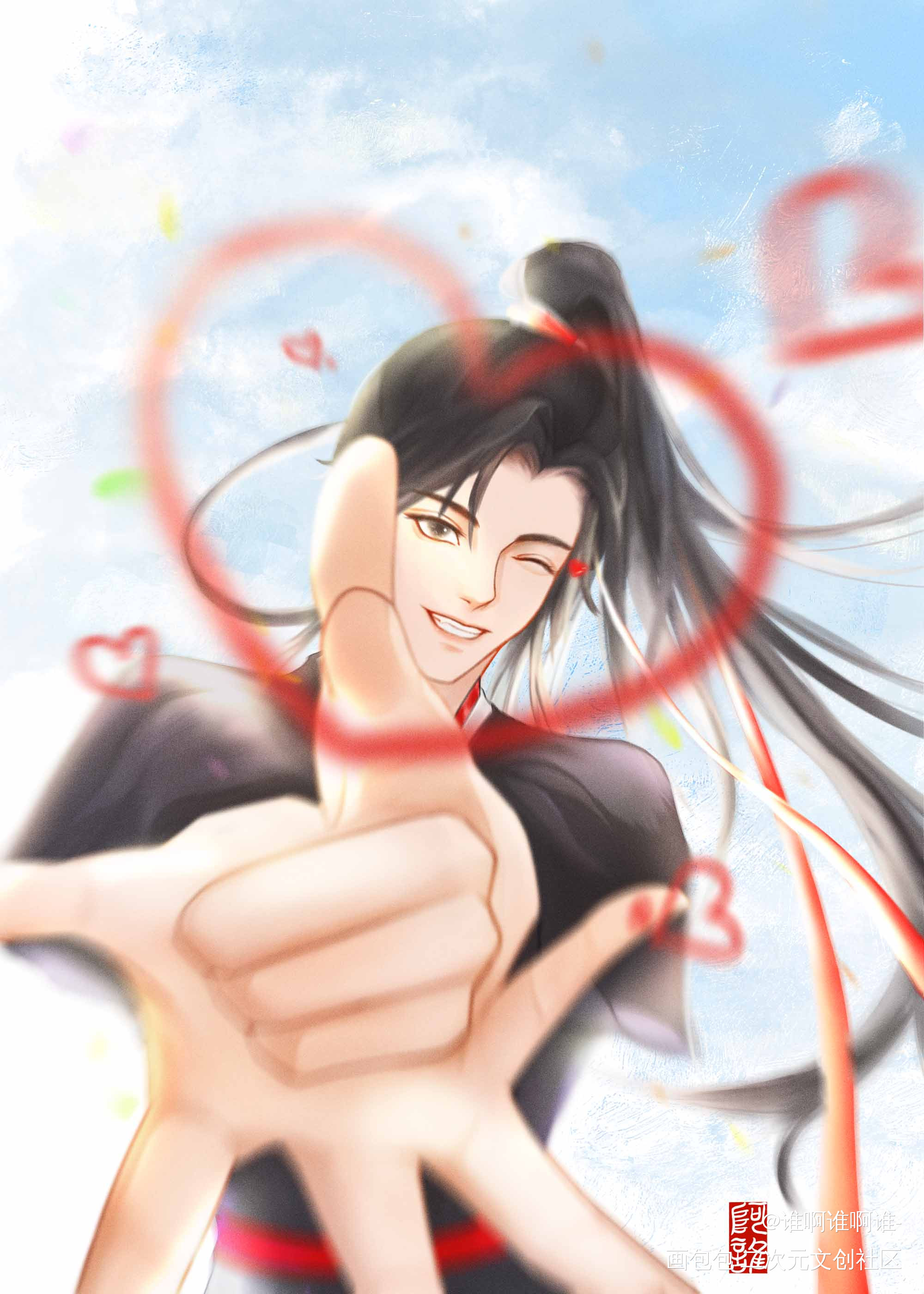 狙击蓝二的心脏！_魔道祖师魏无羡古风平涂魏无羡1031生日快乐绘画作品