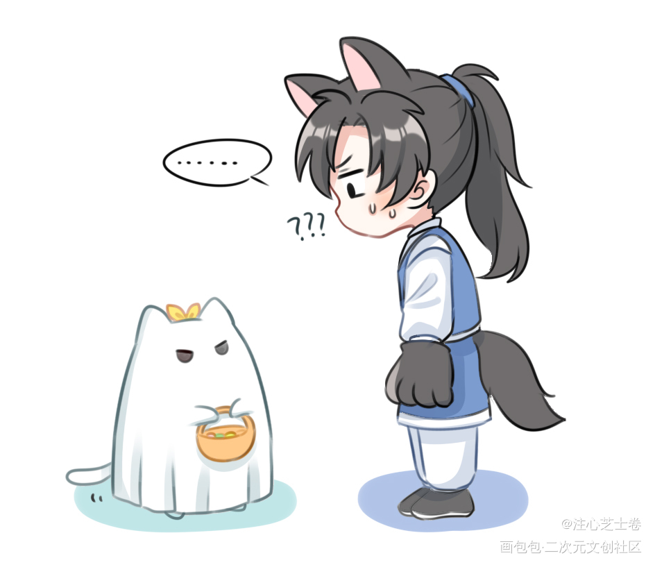 万圣节快乐🎃_二哈和他的白猫师尊燃晚墨燃楚晚宁绘画作品