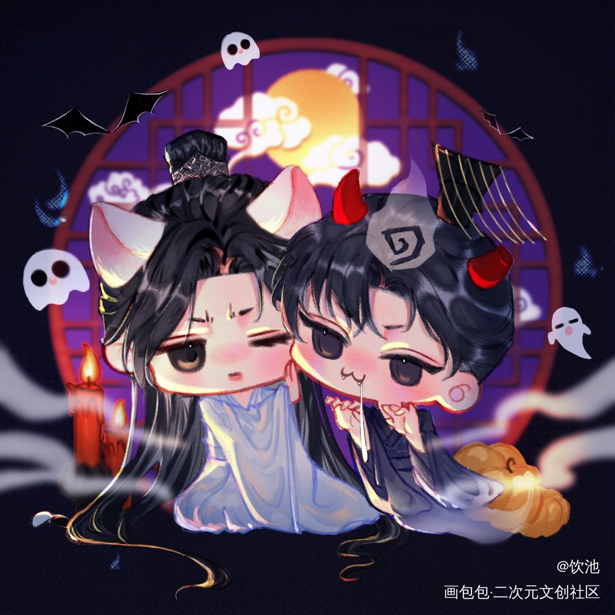 《涩鬼》_二哈和他的白猫师尊绘画作品