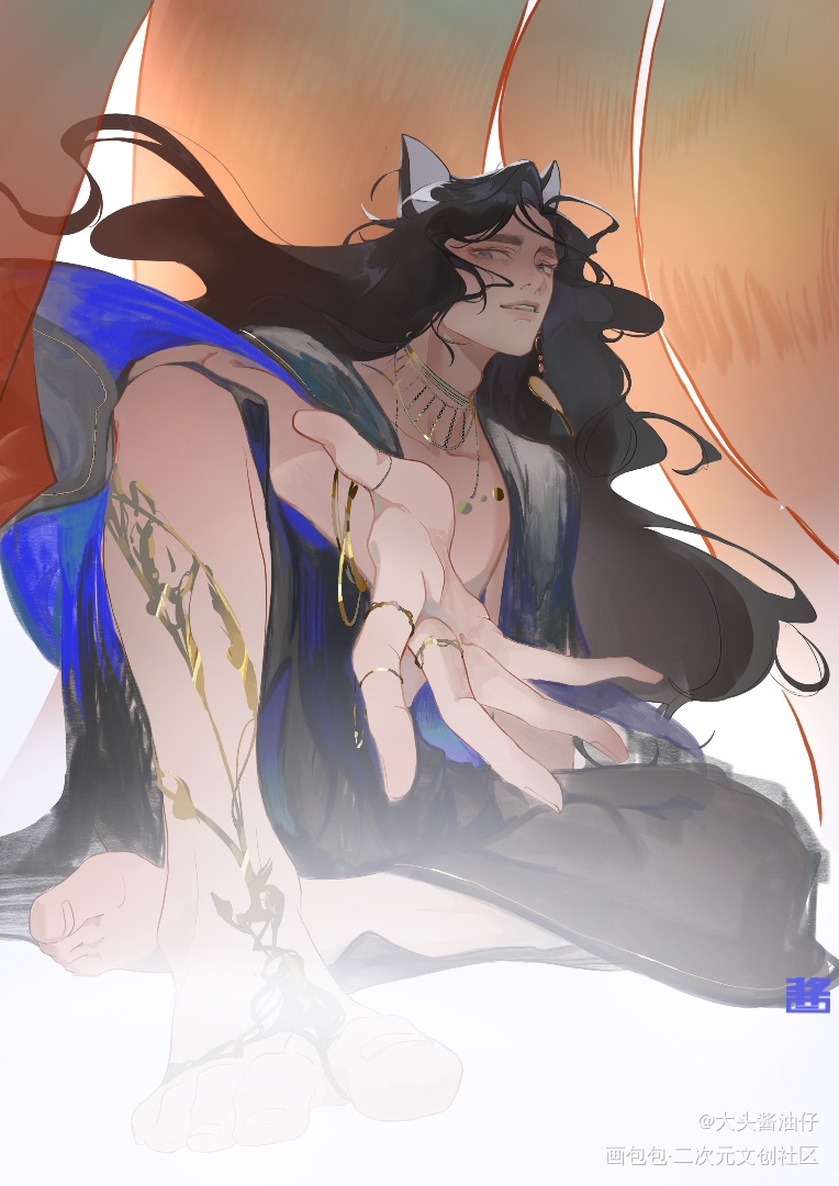 异域燃_二哈和他的白猫师尊燃晚绘画作品