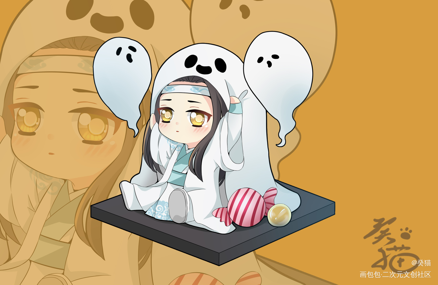魔道祖师—羡羡生日 万圣节_魔道祖师忘羡蓝忘机魏无羡魏无羡1031生日快乐绘画作品