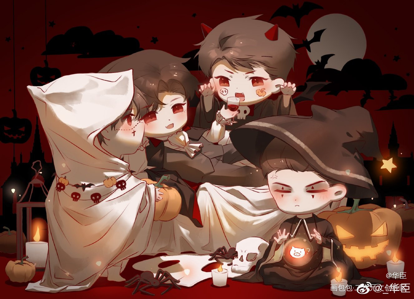 万圣节快乐！_小白杨你却爱着一个傻逼李简俞白绘画作品