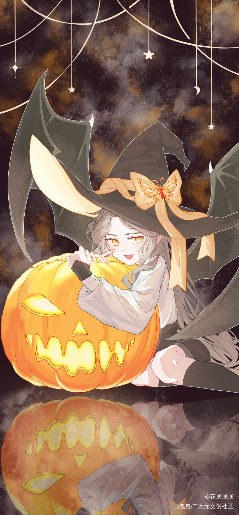 万圣节快乐🎃_二哈和他的白猫师尊绘画作品