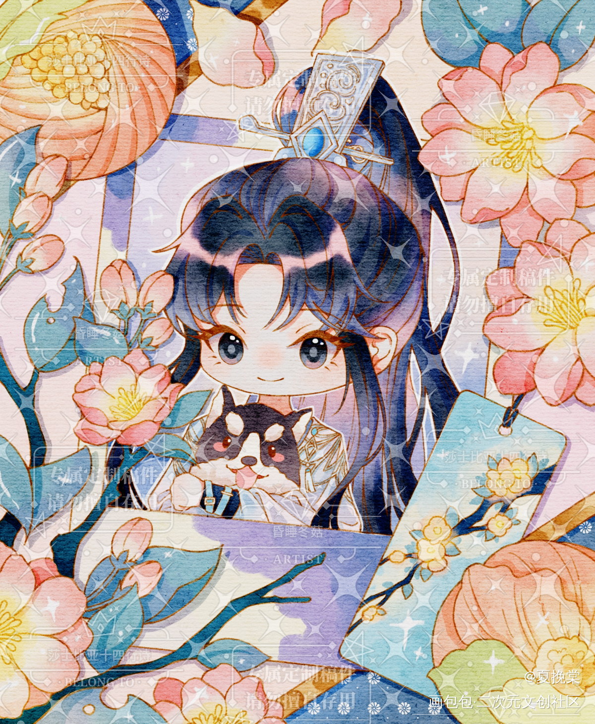 晚宁的小小纪念照_二哈和他的白猫师尊燃晚楚晚宁Q版半身像绘画作品