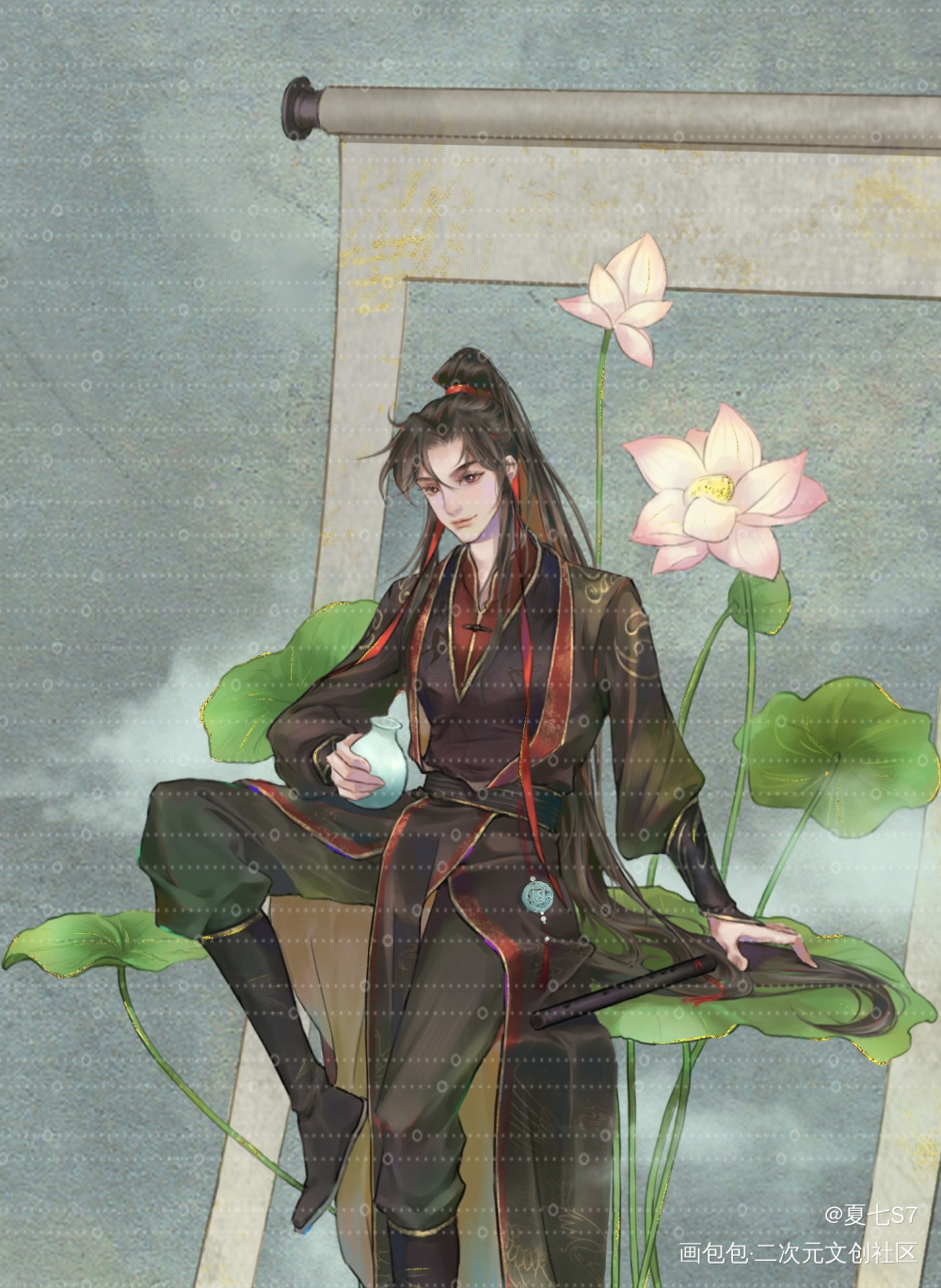 羡羡生日贺图_魔道祖师忘羡板绘涂绘画作品
