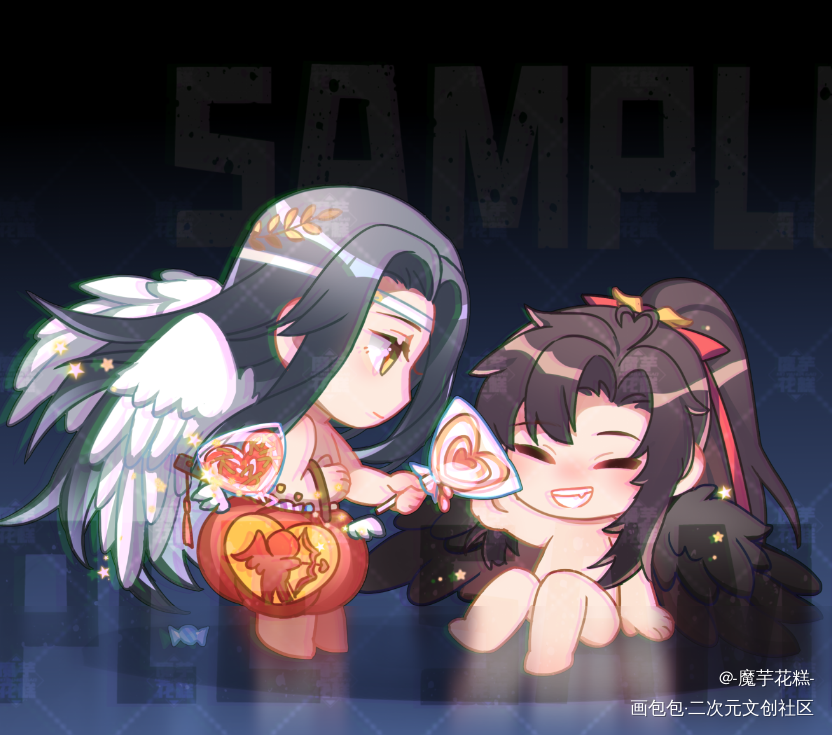 _魔道祖师忘羡蓝忘机魏无羡Q版插画同人绘画作品
