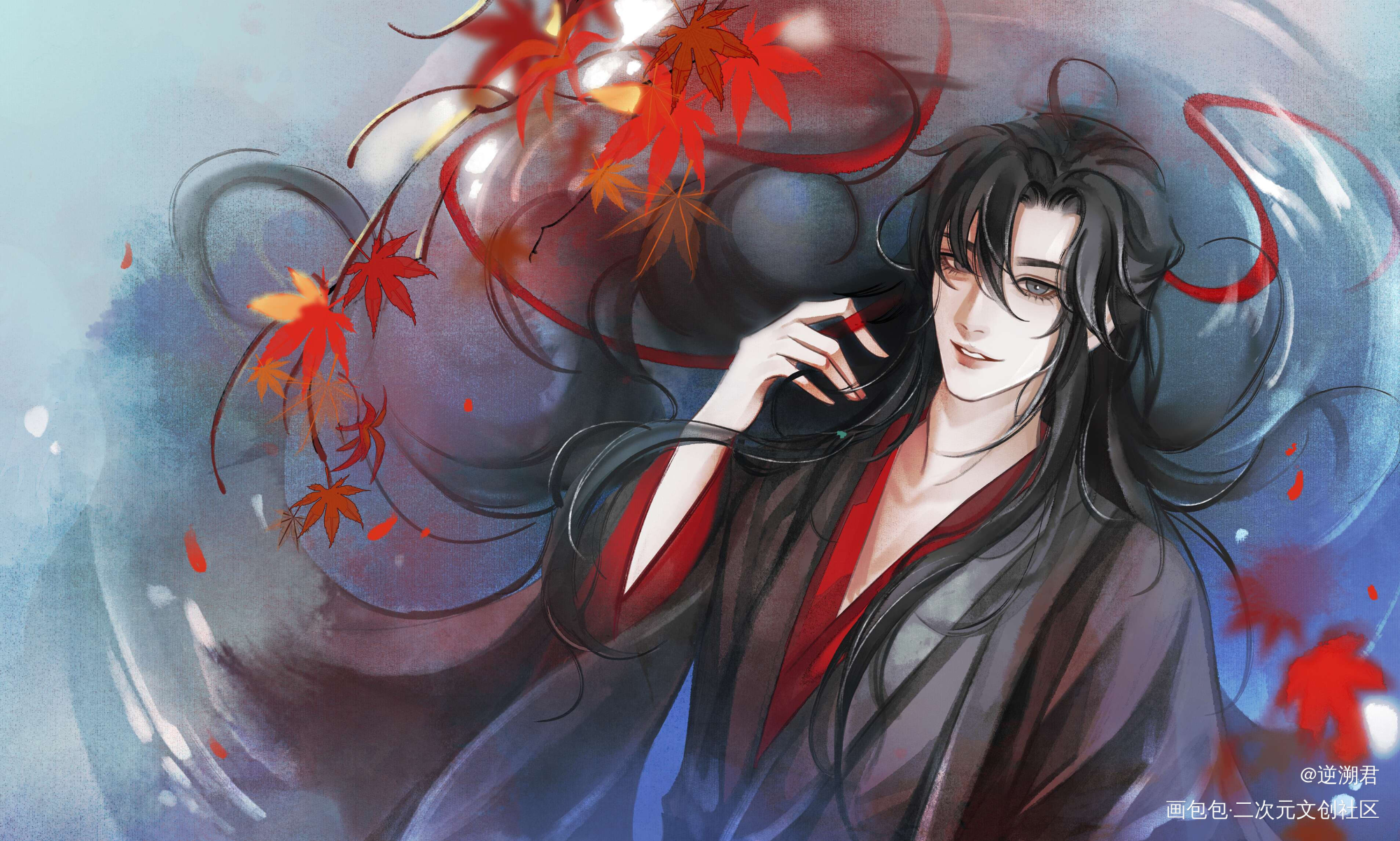 羡羡生贺图_魔道祖师忘羡魏无羡绘画作品