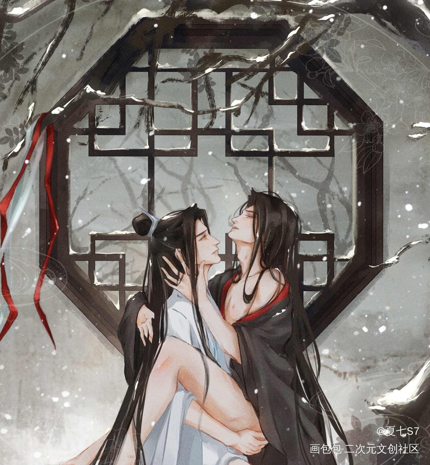 氛围感雪地do_魔道祖师忘羡板绘涂绘画作品