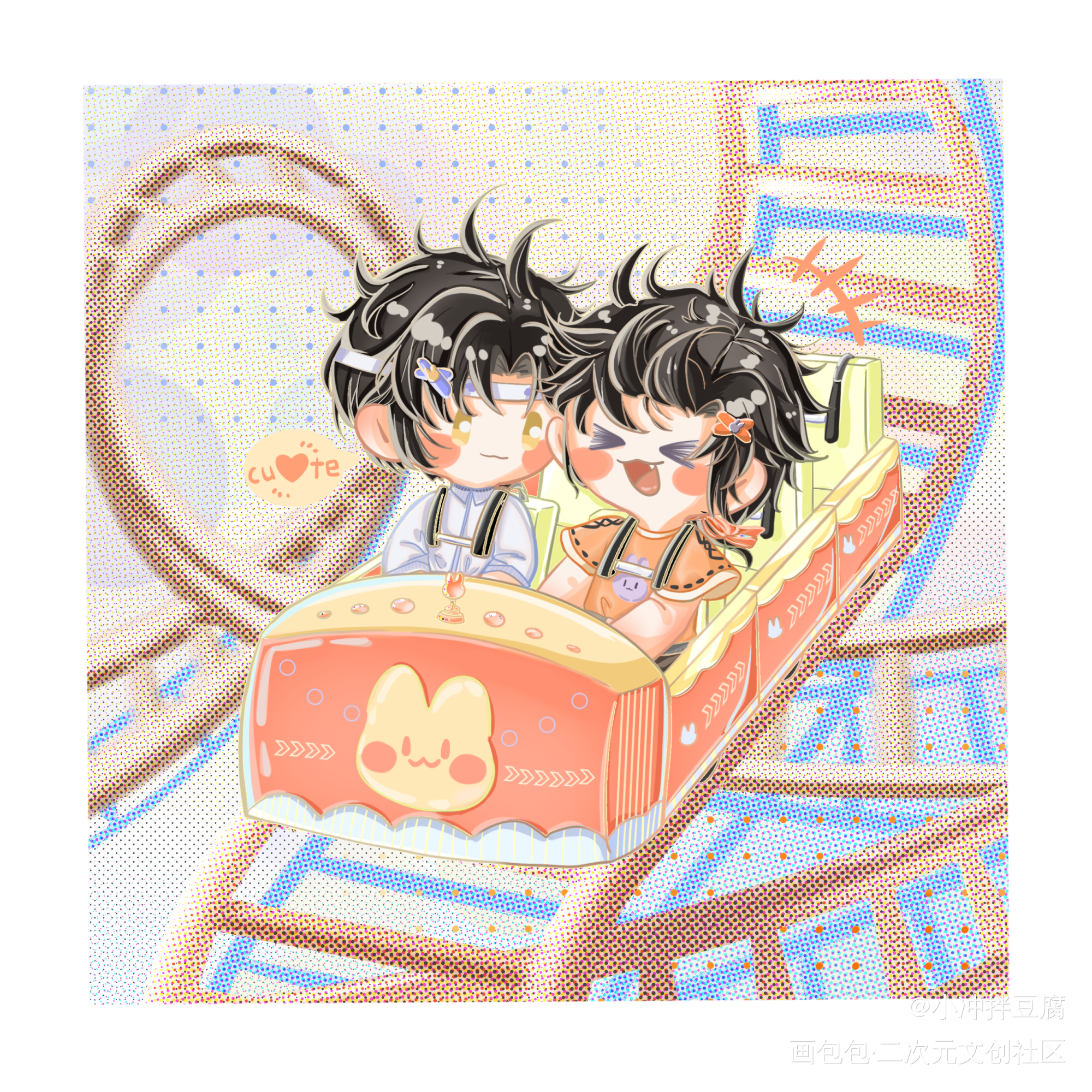 周末游乐园约会！_魔道祖师忘羡绘画作品