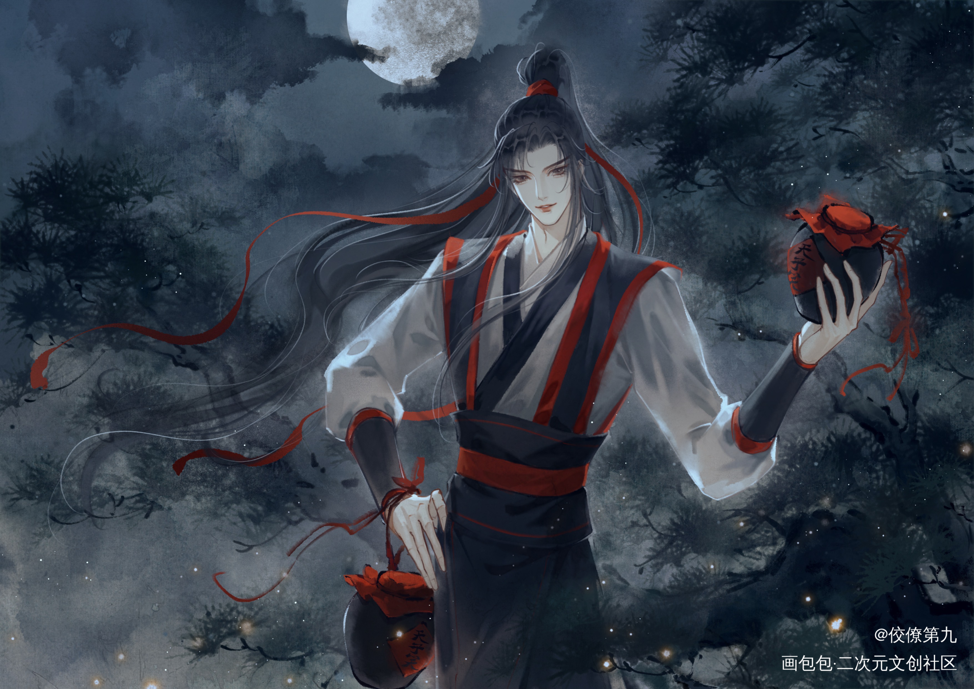 忘羡-魏无羡_魔道祖师忘羡古风原耽墨香铜臭绘画作品