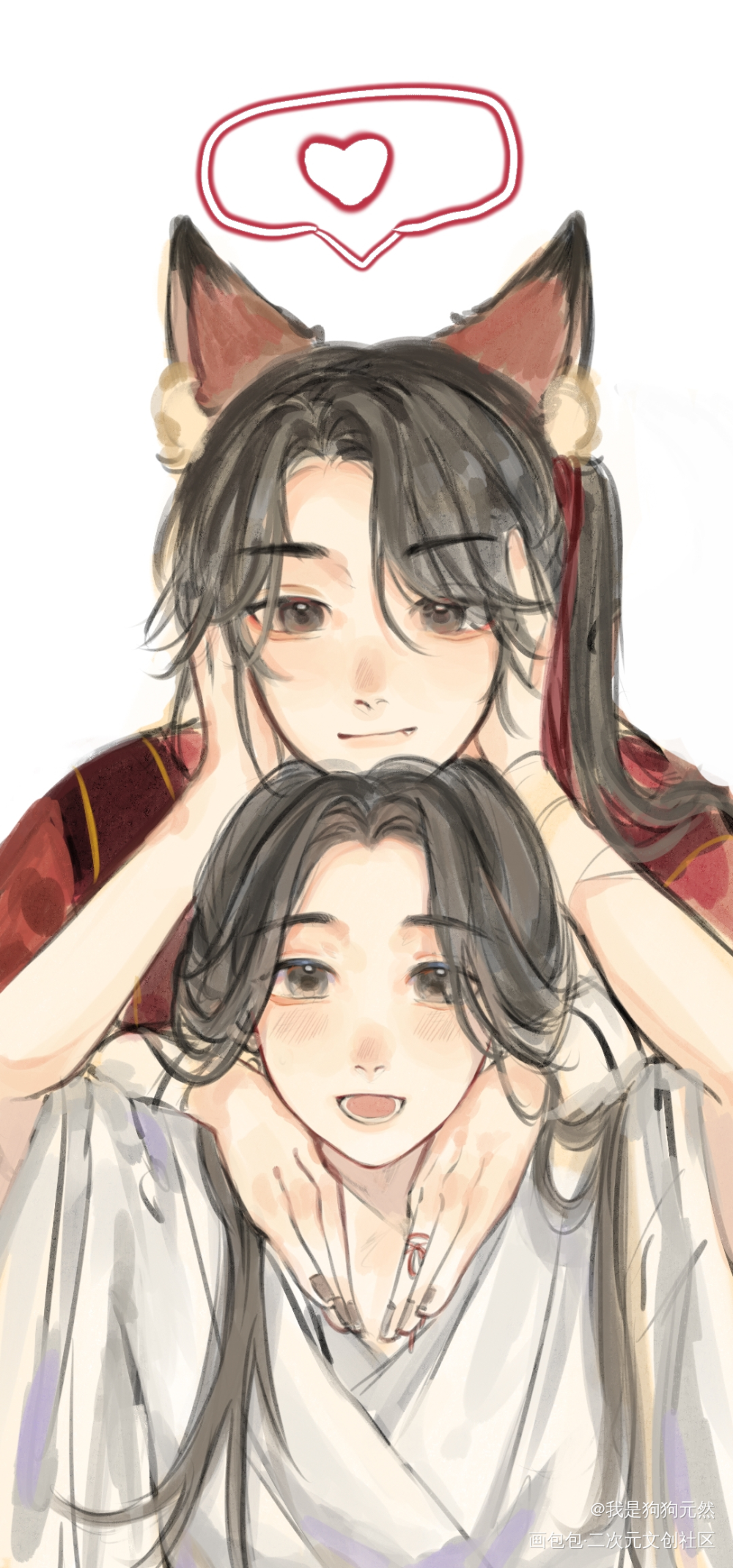 花怜贴贴_天官赐福花怜板绘涂绘画作品