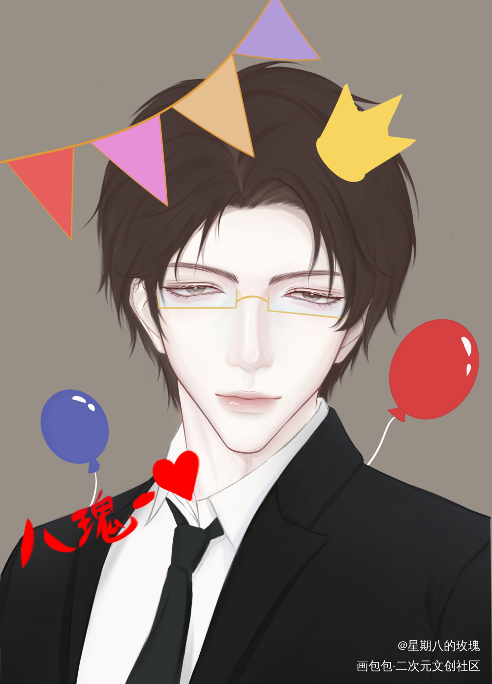 生日快乐！么么哒💋_针锋对决188男团原顾顾青裴板绘涂顾青裴1104生日快乐绘画作品