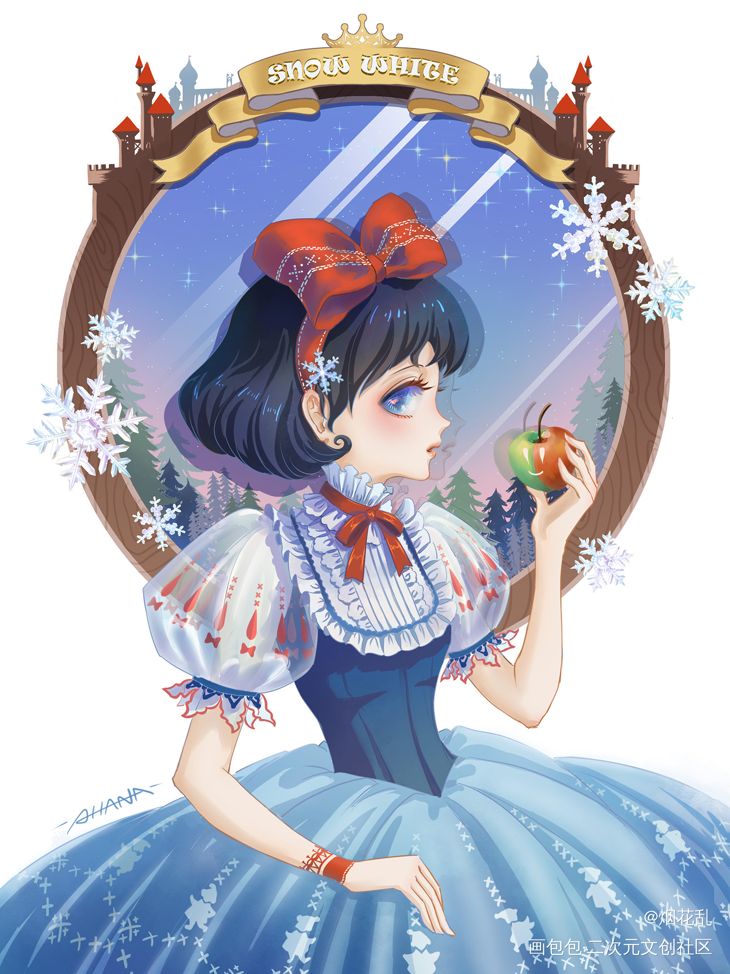 魔镜里的白雪公主_白雪公主日系绘画作品