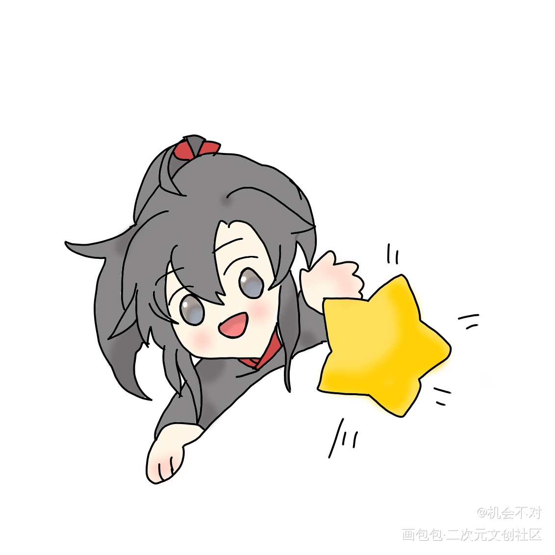羡羡探头_绘画绘画作品