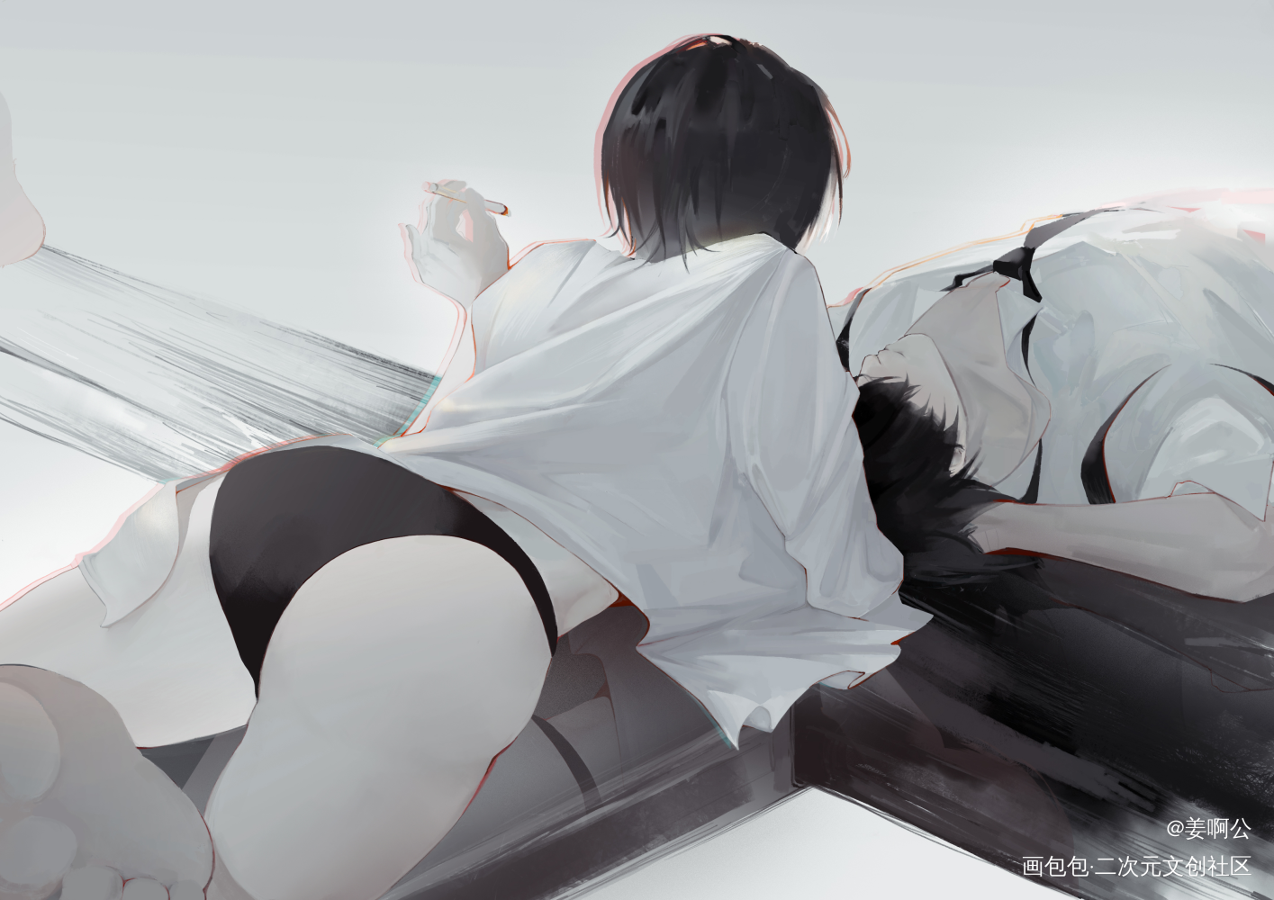 _电锯人同人姬野秋板绘插画绘画作品