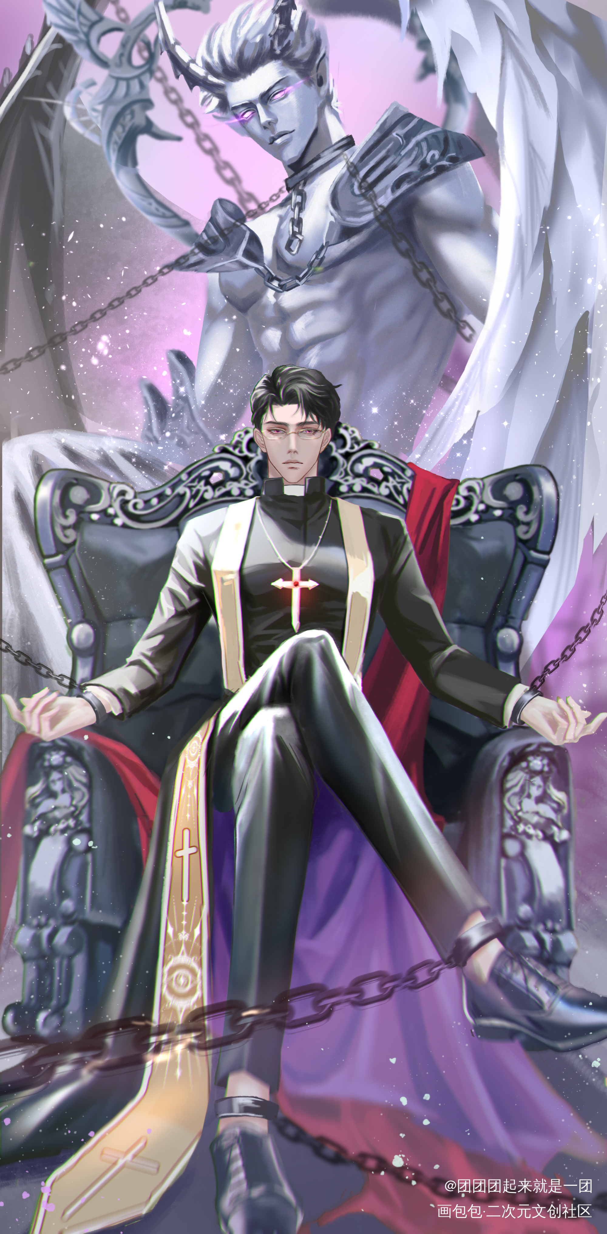 饲魔_针锋对决188男团原顾顾青裴原炀2022顾青裴生贺24h产粮绘画作品
