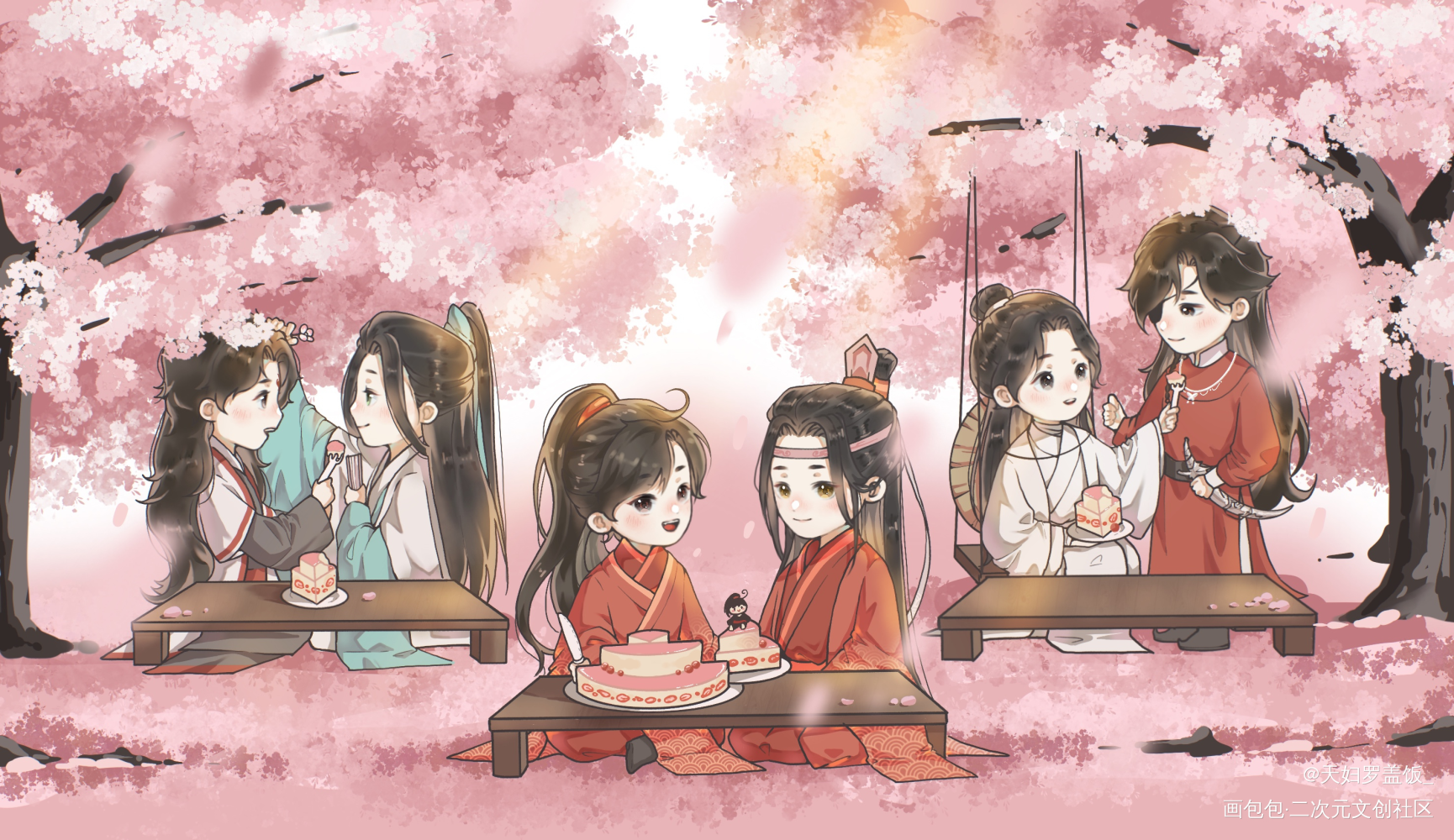 生日快乐_人渣反派自救系统天官赐福魔道祖师忘羡蓝忘机魏无羡绘画作品