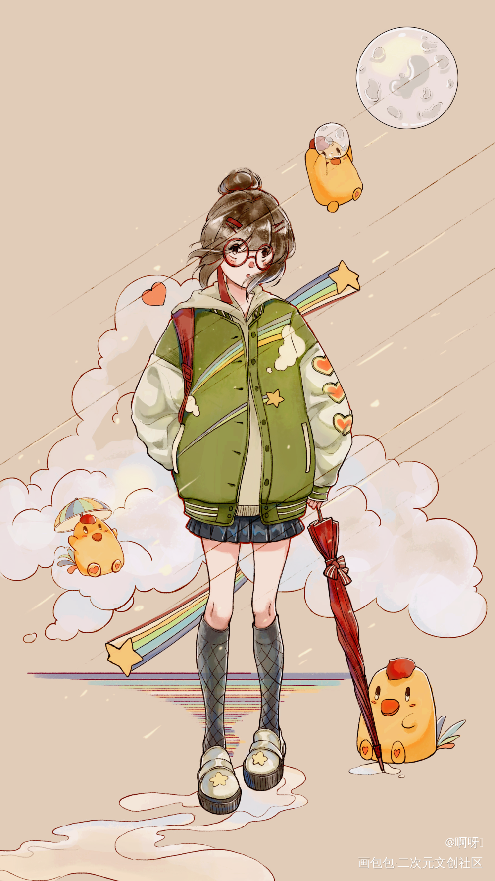 天气预报今天有雨_彩色条漫彩色漫画板绘涂节日绘画作品