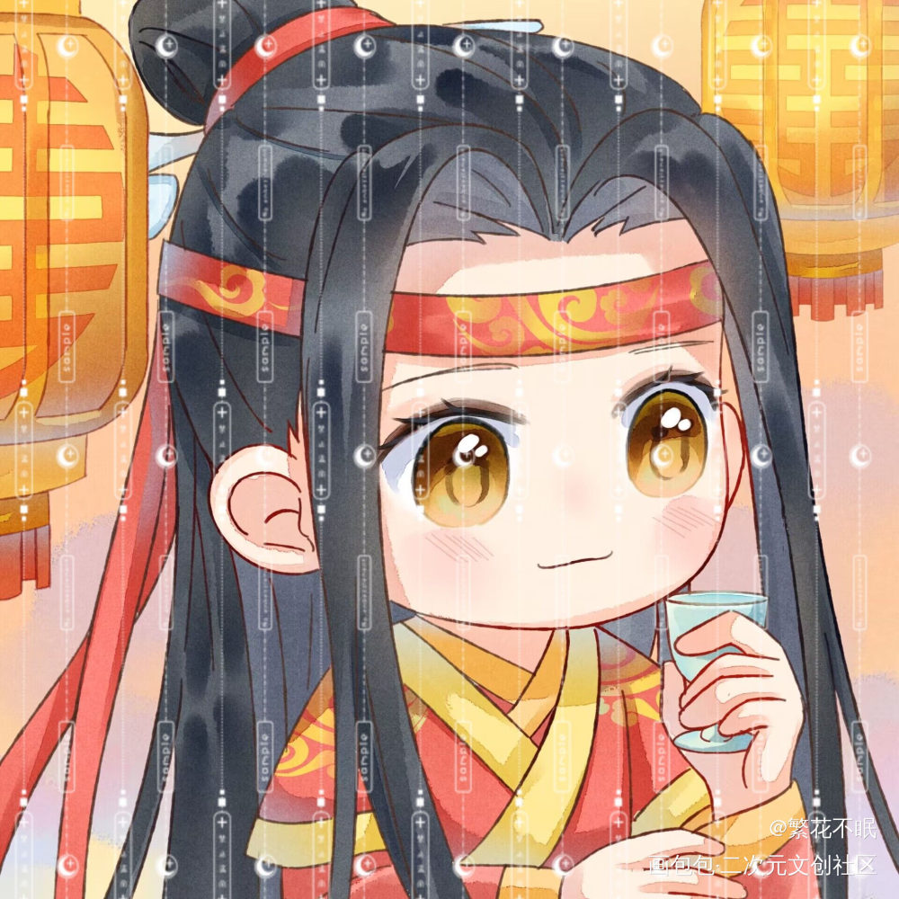 忘羡大婚_魔道祖师忘羡蓝忘机魏无羡魔道祖师Q版约稿绘画作品