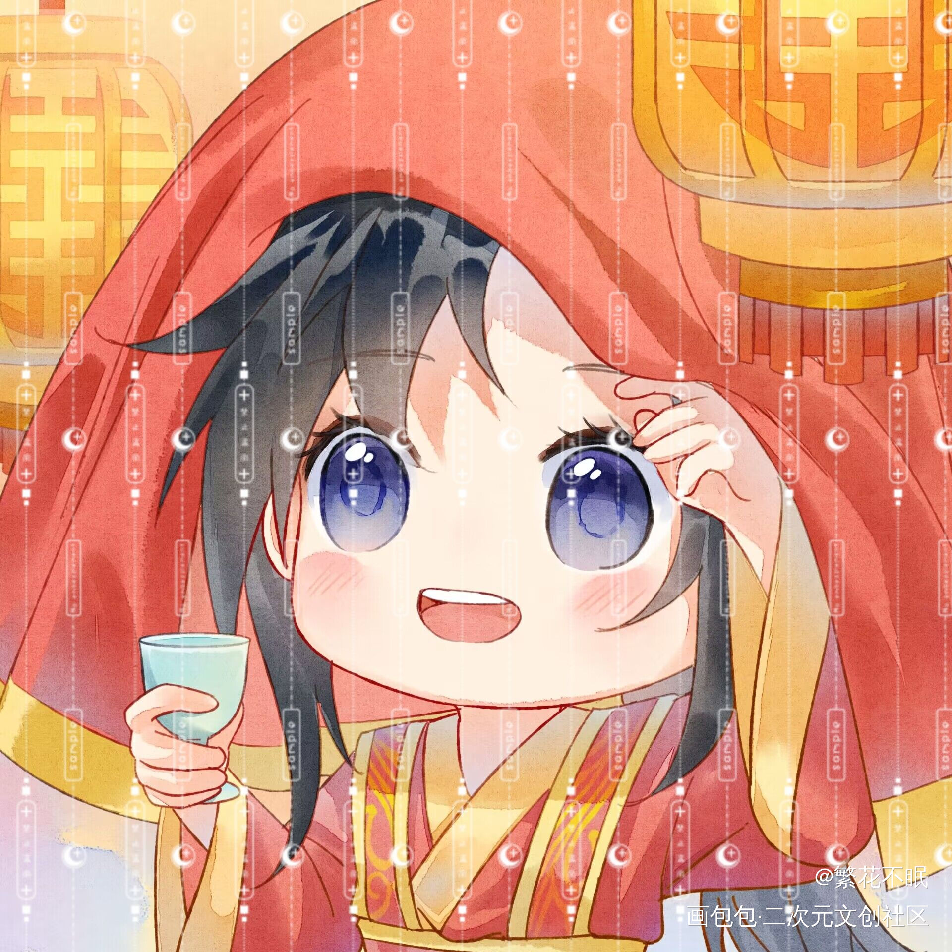 忘羡大婚_魔道祖师忘羡蓝忘机魏无羡魔道祖师Q版约稿绘画作品