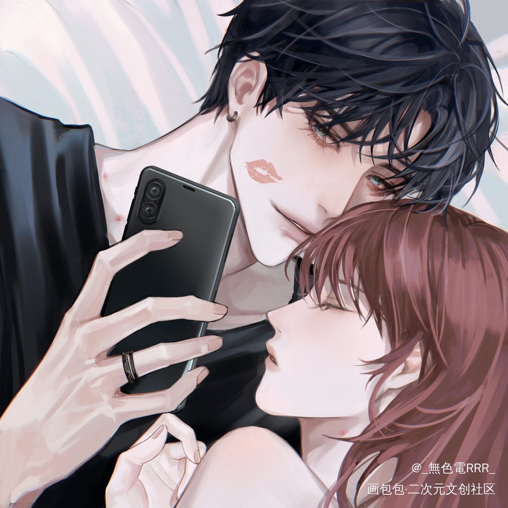 521和男朋友贴贴_光与夜之恋萧逸绘画作品