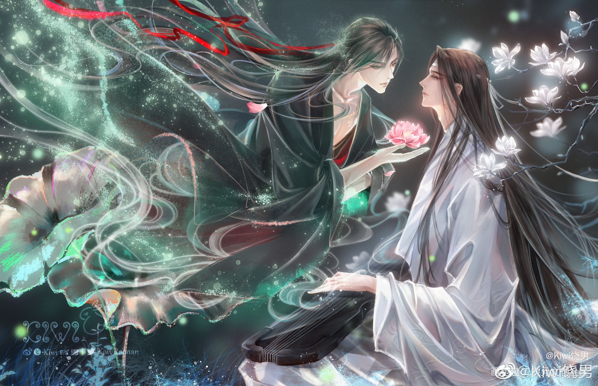 一张曲绘_魔道祖师忘羡蓝忘机魏无羡墨香铜臭绘画作品