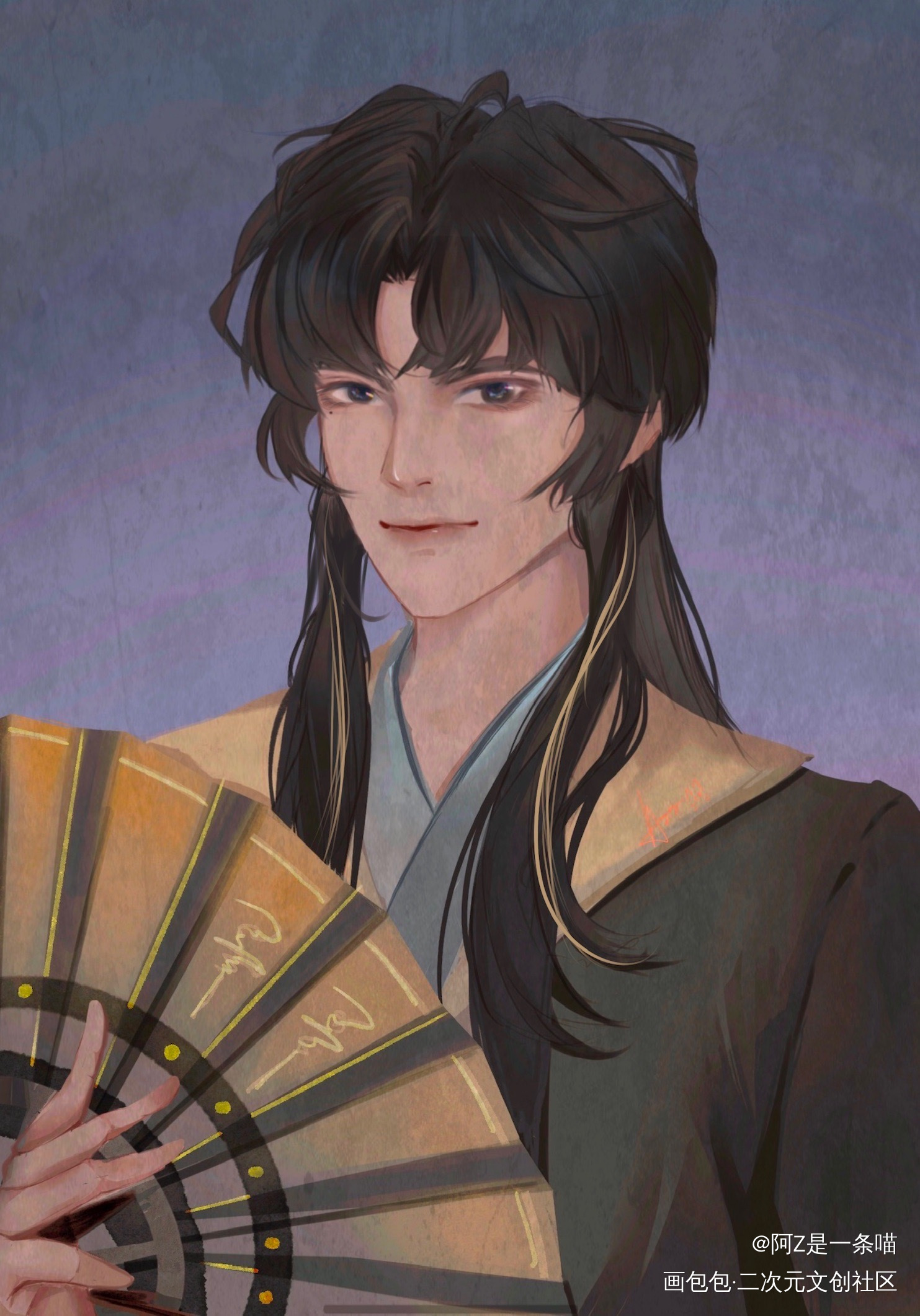 嗯_板绘涂摸鱼页古风绘画作品
