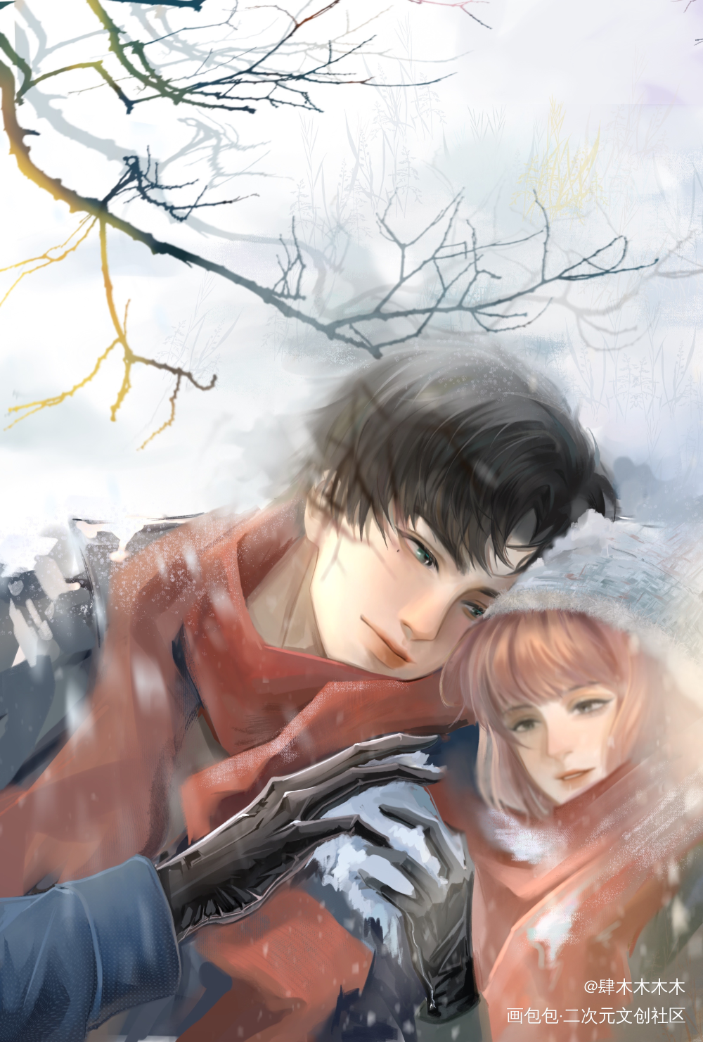 逸起看雪_光与夜之恋萧逸板绘涂绘画绘画作品