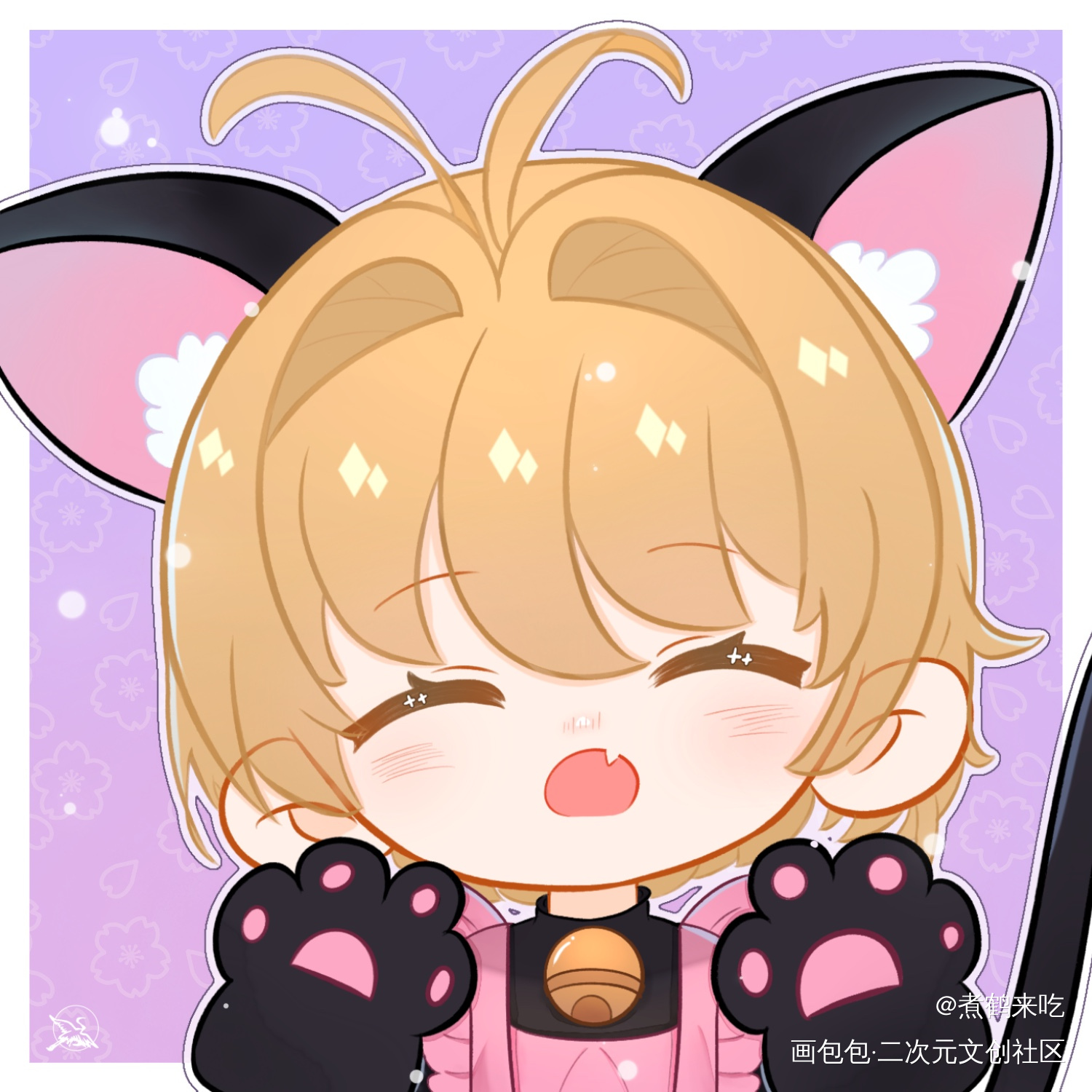 狼樱情头_魔卡少女樱Q版同人板绘绘画作品