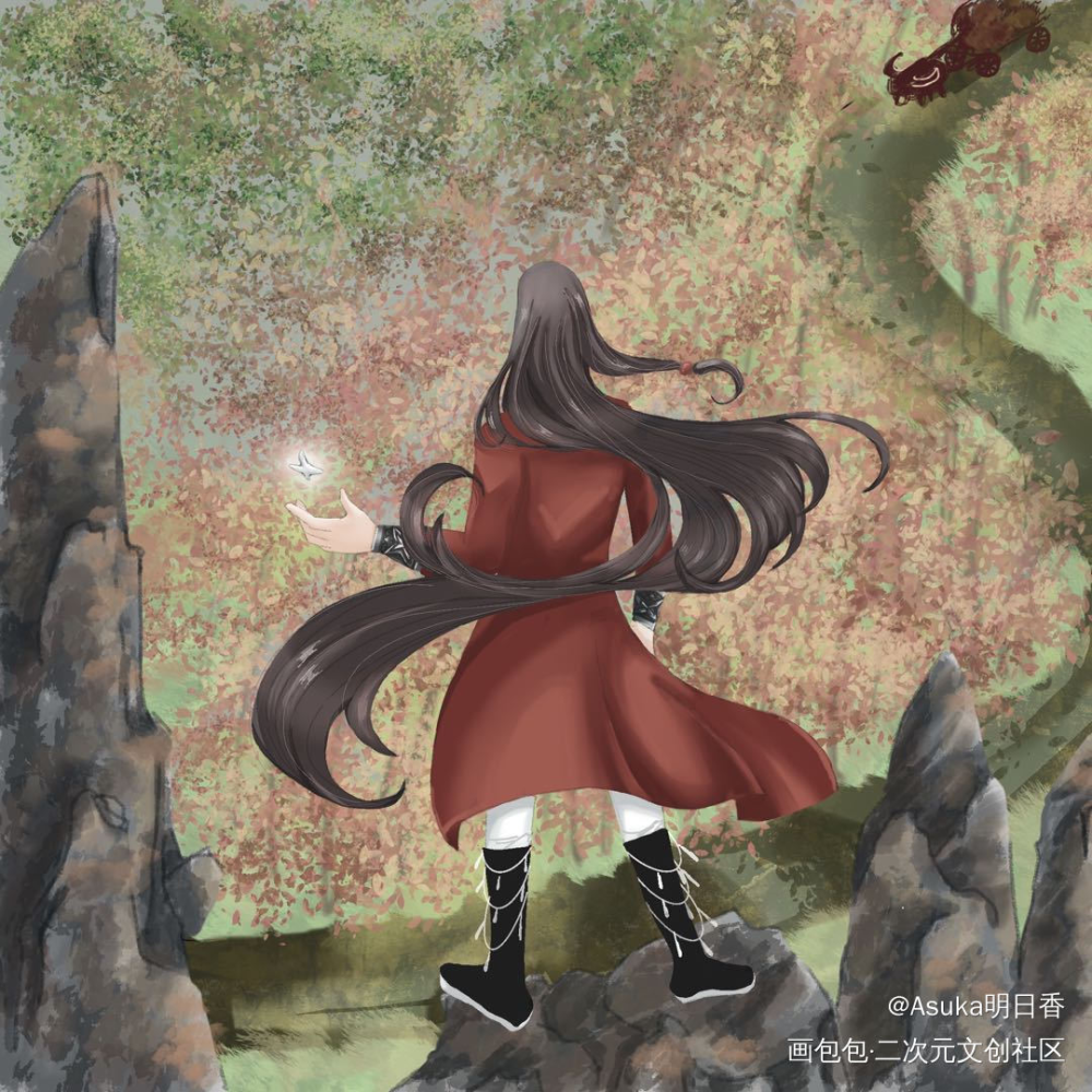 牛车远远地驶来了_天官赐福花怜板绘绘画绘画作品
