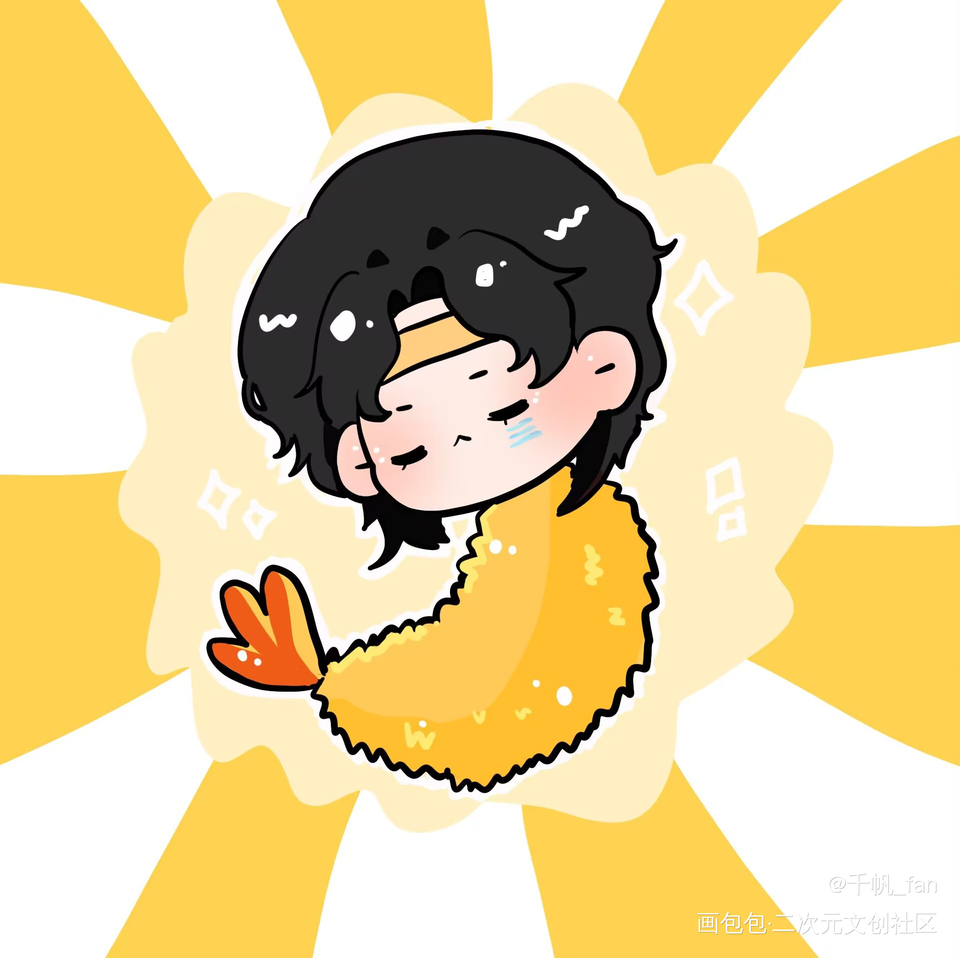 天妇罗单单_Q版不驯之敌单飞白骑鲸南去procreate绘画作品