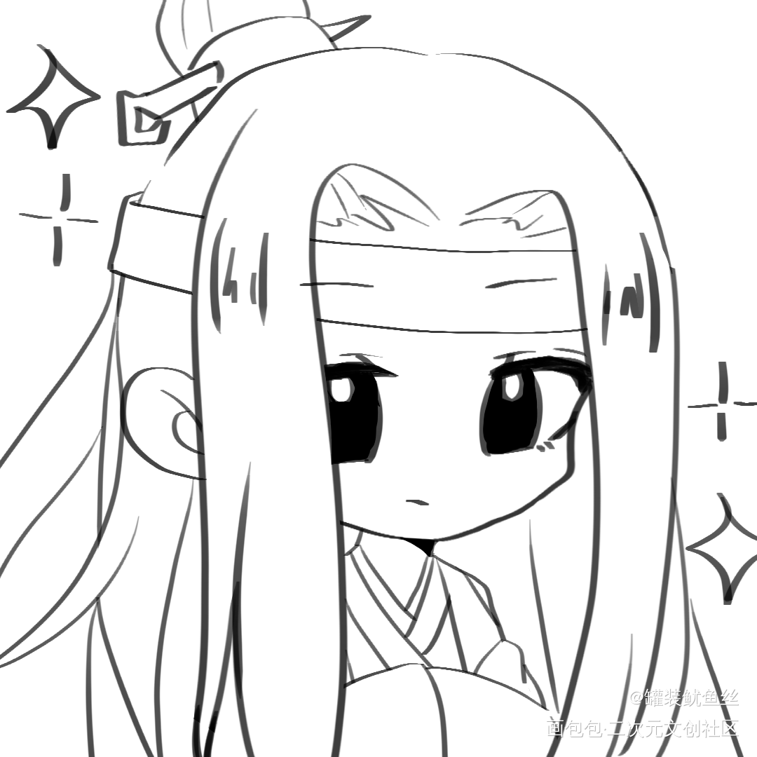 一对线稿忘羡_魔道祖师忘羡Q版绘画作品