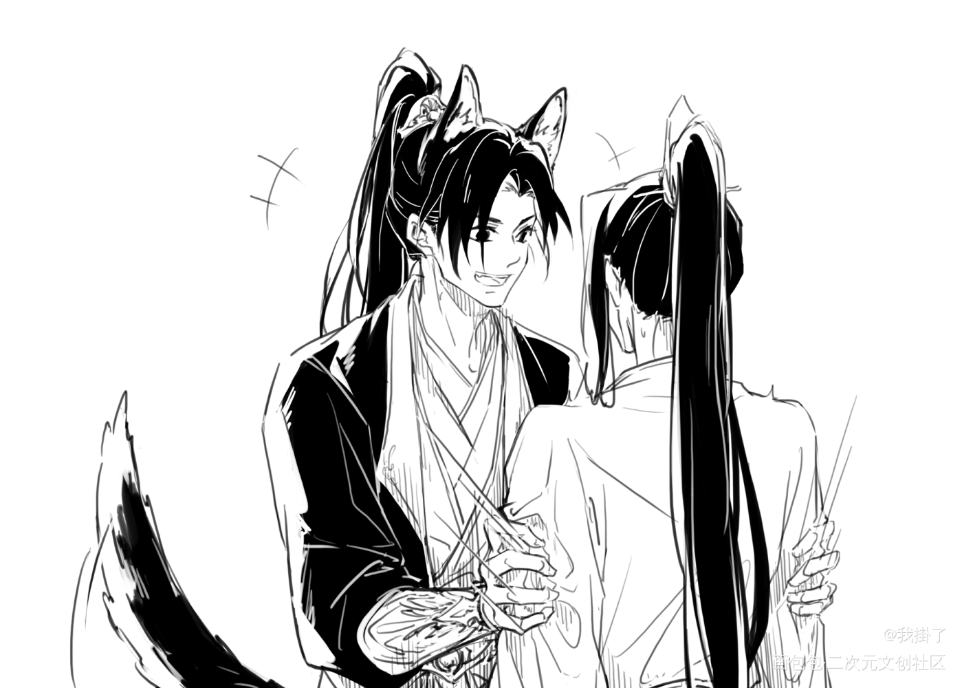 “晚寧！”_二哈和他的白猫师尊燃晚墨燃楚晚宁绘画作品