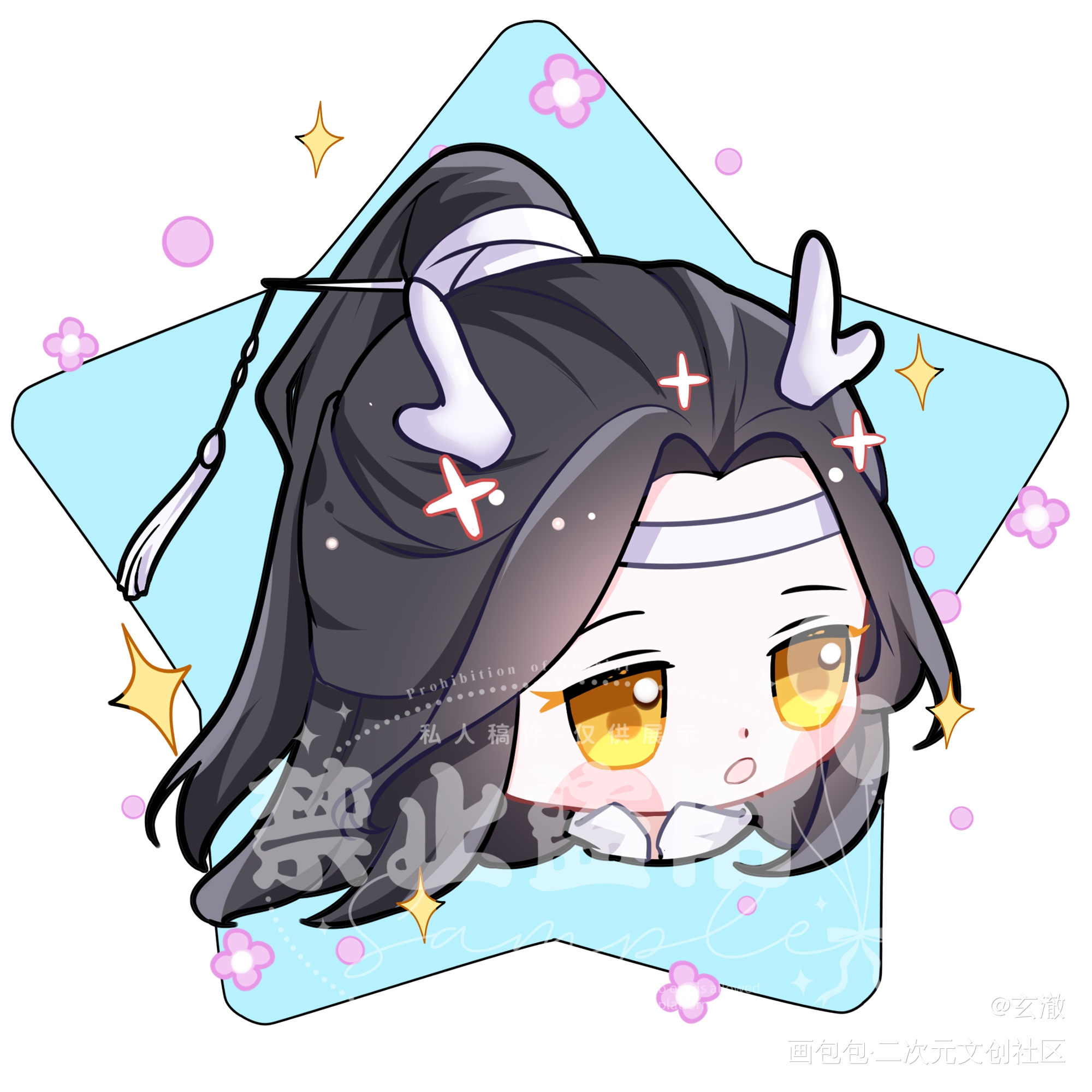 可爱☺日版服设龙叽Q版大头_魔道祖师忘羡蓝忘机绘画作品