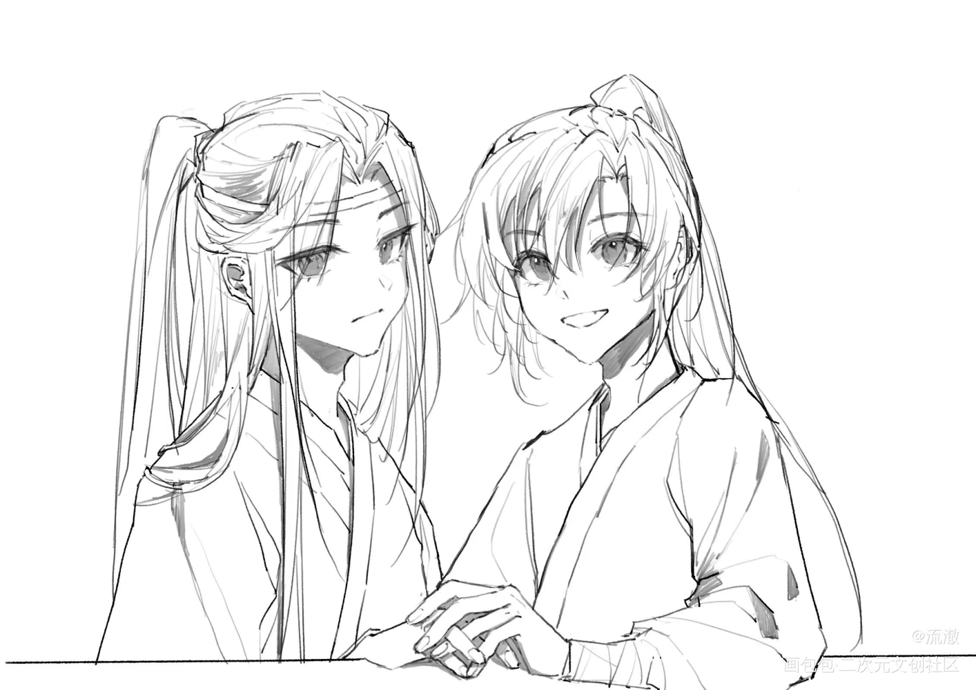 忘羡_魔道祖师忘羡蓝忘机魏无羡绘画作品