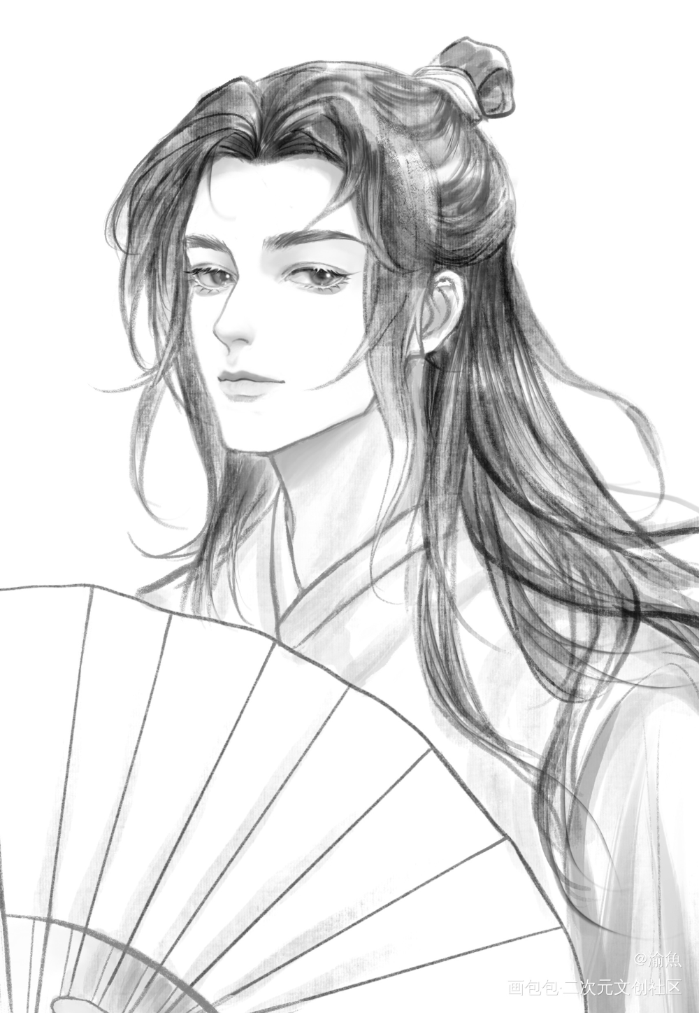 风师娘娘男妆版_天官赐福师青玄古风头像摸鱼板绘绘画作品