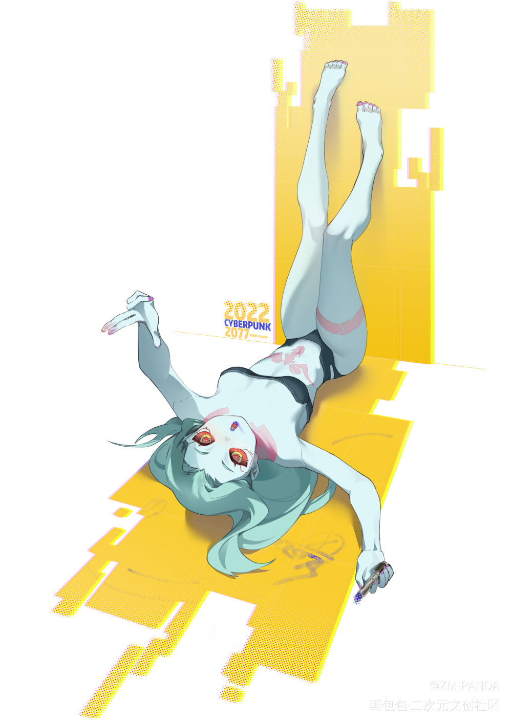 瑞贝卡_同人赛博朋克边缘行者绘画绘画作品