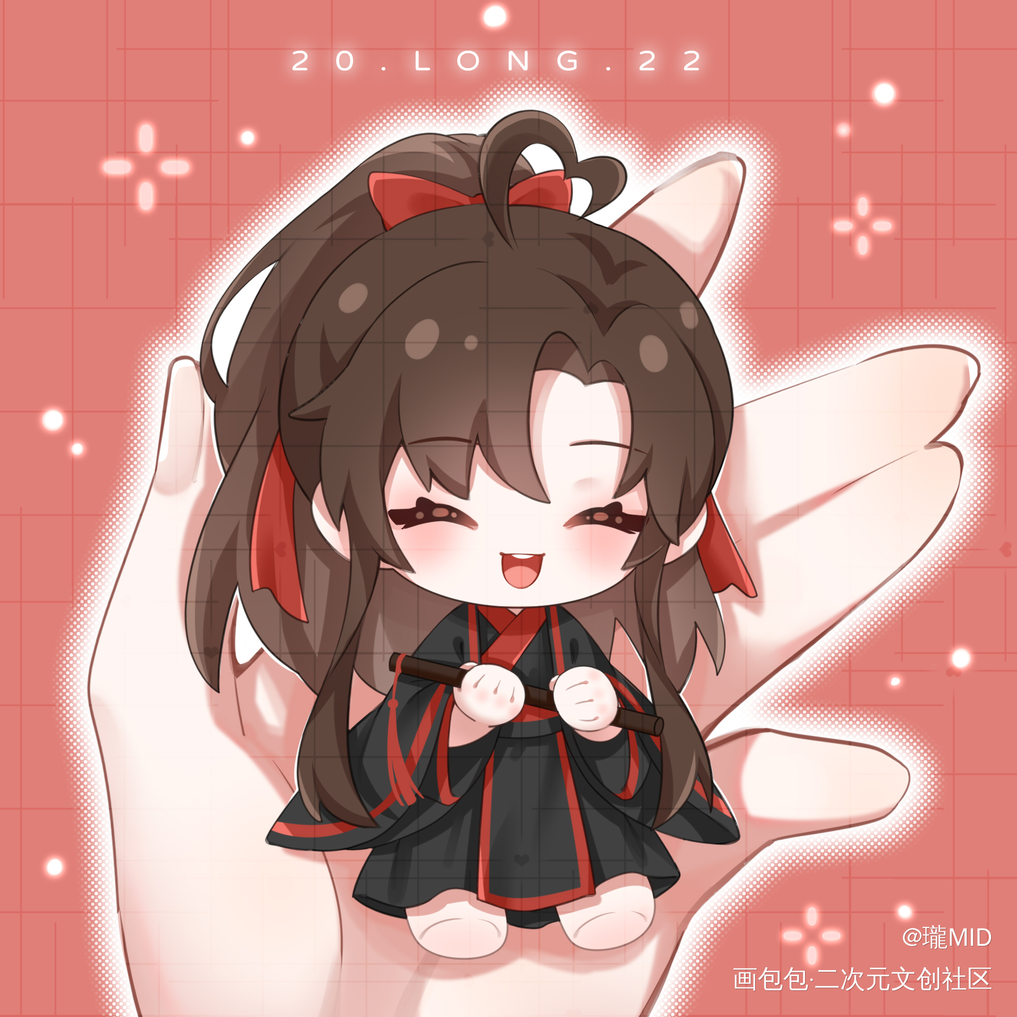 捡到一个娃娃_魔道祖师魏无羡Q版绘画作品