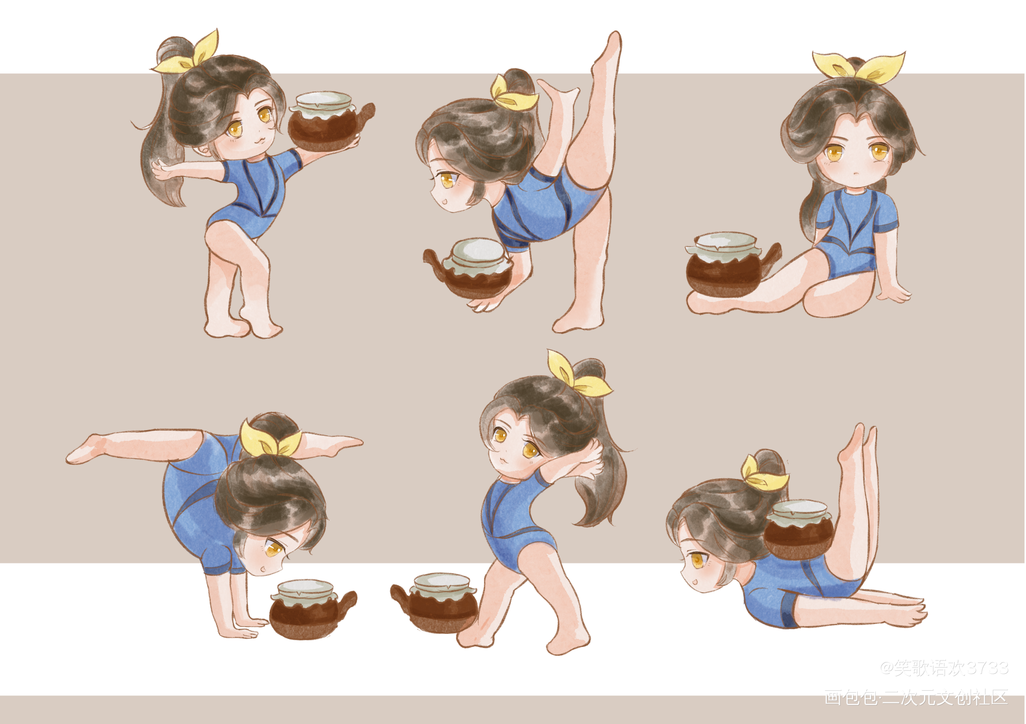 【二哈】拿着鸡汤练体操的夏司逆_二哈和他的白猫师尊燃晚墨燃楚晚宁板绘涂水彩绘画作品